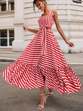 Sleeveless Striped Skater Long Vacation Dresses