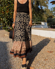 Boho Ditsy Floral Long Skirt High Waist Swing Flowy Maxi Skirts