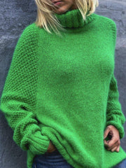 Shirt Sleeve Casual Green Plain Sweater