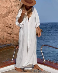 Casual Loose Cozy Long Sleeve Shirt Dress