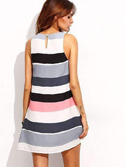 Fashion Sleeveless Stripe Print Shift Dresses