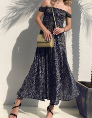 Sexy Vent Off shoulder Floral Maxi Dresses