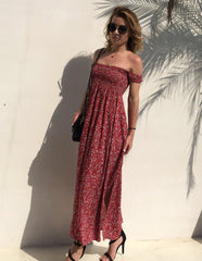 Sexy Vent Off shoulder Floral Maxi Dresses