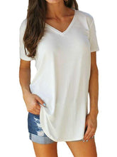Fashion V neck Short sleeve Long T-Shirts