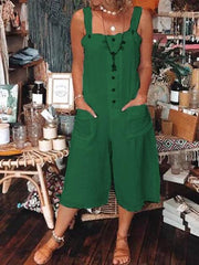 Spaghetti Casual Pockets Plus-size One-Pieces