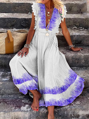 Sleeveless V Neck Printed Dress