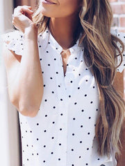 Short sleeve wave point Lotus leaf sleeve Blouses