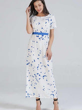 Fashion Short sleeve Floral Lacing Maxi Dresses