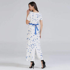Fashion Short sleeve Floral Lacing Maxi Dresses