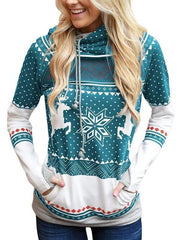 Fashion Zipper Floral Christmas Hoodies & Sweatshirts