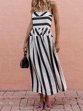 Sling Stripe Printed Casual Street Maxi Dress