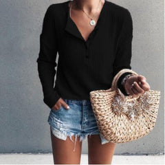 Solid Round Neck Long Sleeve T-Shirts