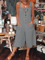Spaghetti Casual Pockets Plus-size One-Pieces