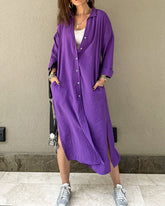 Button Long Pocket Shirt Casual Dress