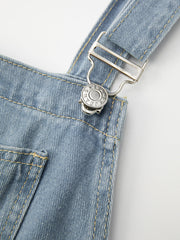 Washed Distressed Denim Overall