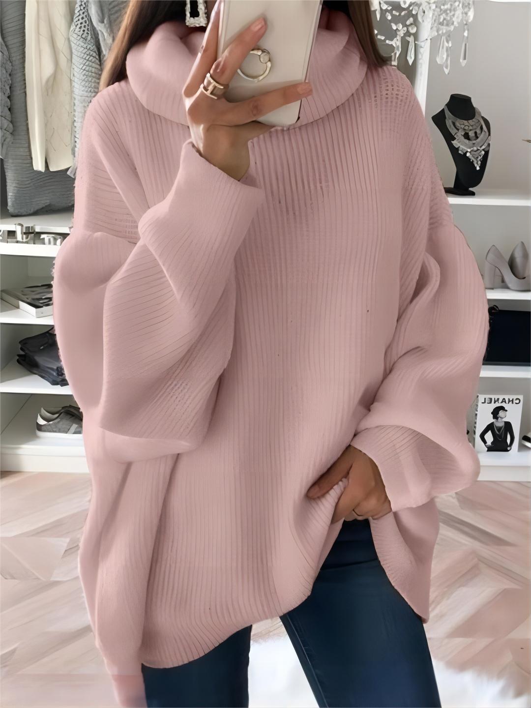 Casual Loose Pullover Solid Color Turtleneck Sweater