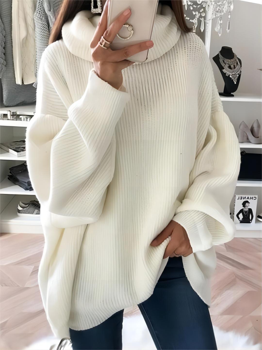 Casual Loose Pullover Solid Color Turtleneck Sweater