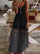 Sleeveless Leopard Print Shift V Neck Dresses