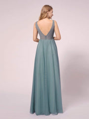 Double V-neck Lace Applique Bodice Maxi Maternity Dress