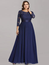 Plus Size Long Lace Sleeve Formal Evening Gowns