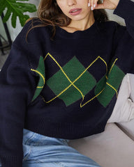 Vintage Argyle Pullover Sweater