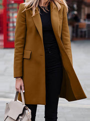 Fashion Solid Patchwork Turndown Collar Outerwear Coats