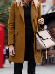 Fashion Solid Patchwork Turndown Collar Outerwear Coats