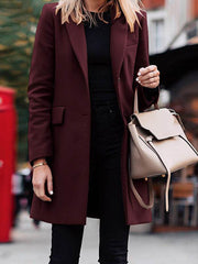 Fashion Solid Patchwork Turndown Collar Outerwear Coats