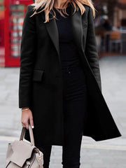 Fashion Solid Patchwork Turndown Collar Outerwear Coats