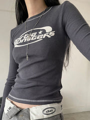 Vintage Logo Print Knit Crop Top