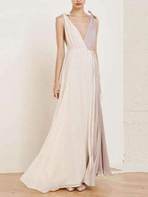 Fashion V Collar Split Joint Chiffon Maxi Dress