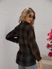 Plaid Hong Kong Style Long Sleeve Blouse