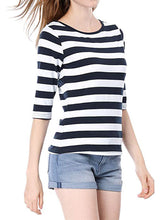 Elbow Sleeves Round Neck Slim Fit Casual Printed T-Shirt