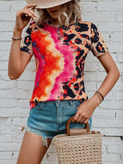Fashion Painted Printing Round Neck Short Sleeve T-Shirt