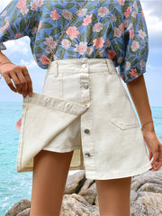 Hem Button Down Midi Jeans Mini Dress