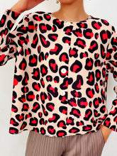 Pleated Breasted Leopard Print T-Shirt