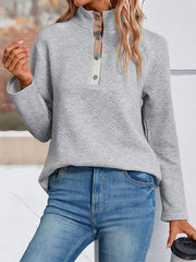 Comfortable And Casual Plaid Stitching Long Sleeved Hoodie - Closed - Raglan - Bracelet - V-Neck - Jewel