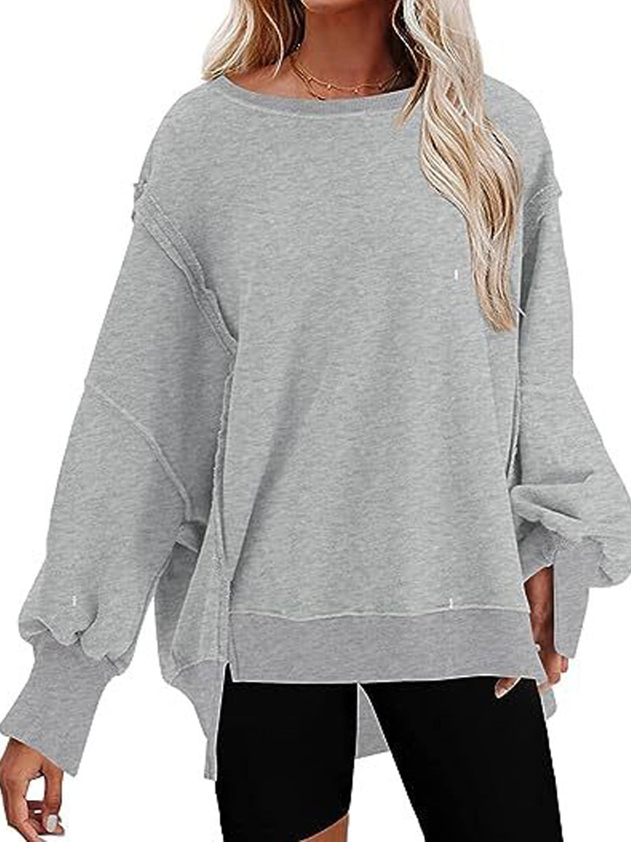 Oversized Crewneck Pullover Workout Long Sleeve Hoodie