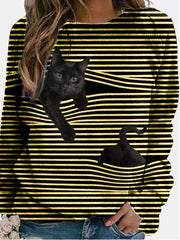 Fashion Stripe Print Round neck Long sleeve T-Shirts