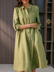 Elegant French Show Thin Solid Color Midi Dress