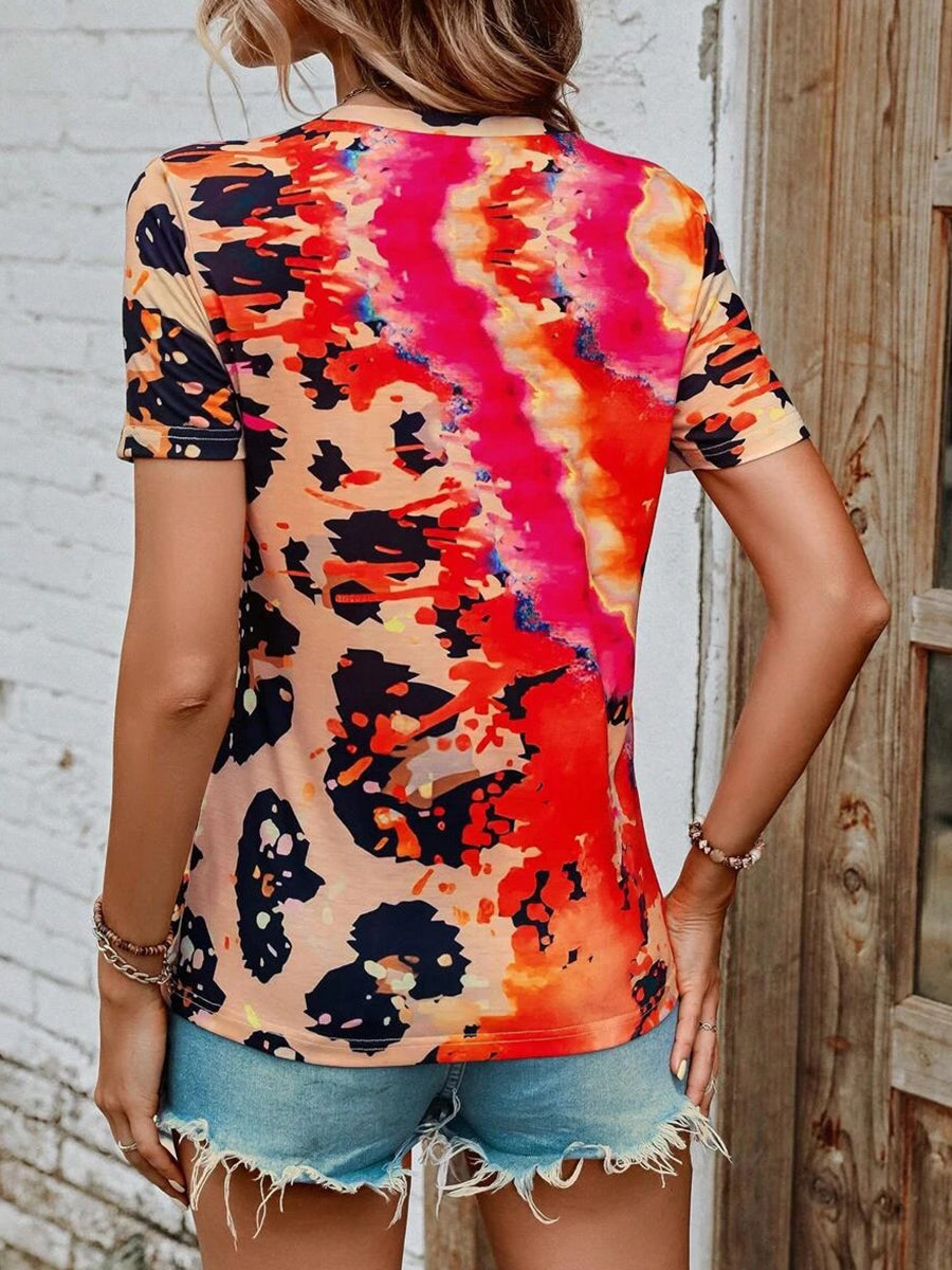 Fashion Painted Printing Round Neck Short Sleeve T-Shirt