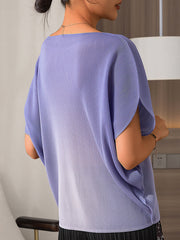 Elegant Bat Sleeve Gradient Loose Short Sleeved T-Shirt