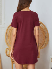 Casual Pleated V Neck Short Sleeve Mini Dress