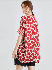 Silk Print Loose Short-Sleeved T-Shirt