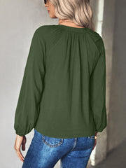 Wide Perfect For Commuting With Touch Of Temperament V Neck Long Sleeved Blouse - Closed - Bishop - Peasant - Jewel