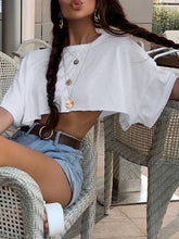 Solid Color Trendy Casual Loose Round Neck T Shirt