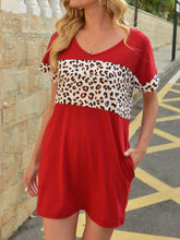 Tie Dye Floral Camo Tunic Oversized Short Sleeve V Neck T-Shirt