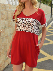 Tie Dye Floral Camo Tunic Oversized Short Sleeve V Neck T-Shirt