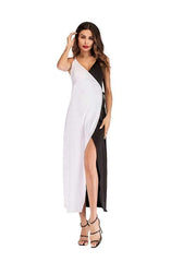 Fashion Vest Gored Maxi Dresses