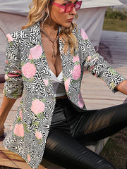 Fashion Printed Casual Lapel And Versatile Blazer